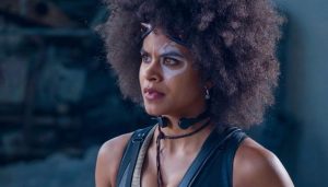 Zazie Beetz, as Domino, a lucky superhero, is brazen and right for "Deadpool 2," Dwight Brown says. (20th Century Fox)