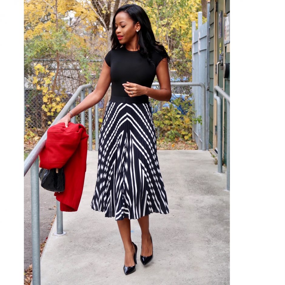striped pleated skirt